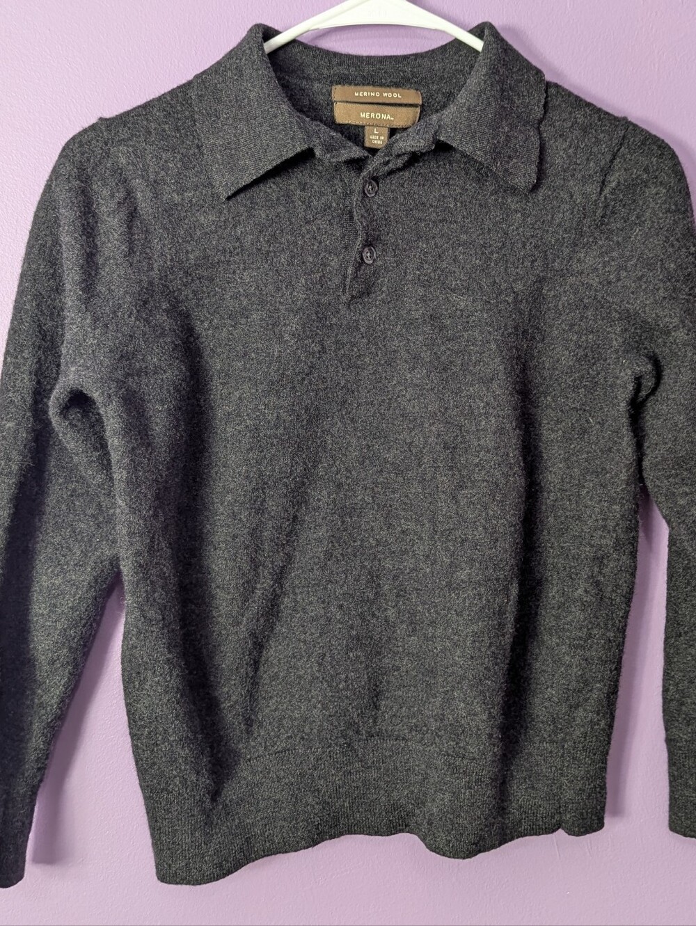 Merona girls Juniors Large Wool Grey Polo Sweater